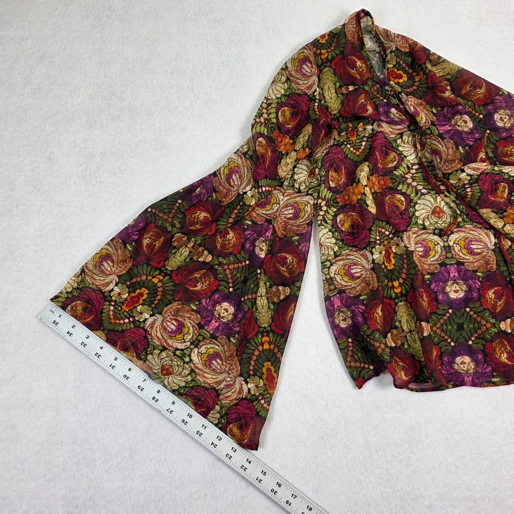 Show Me Your Mumu Blouse Small Boho Bell Sleeve Sheer Floral Kaleidoscope Top - Picture 7 of 8